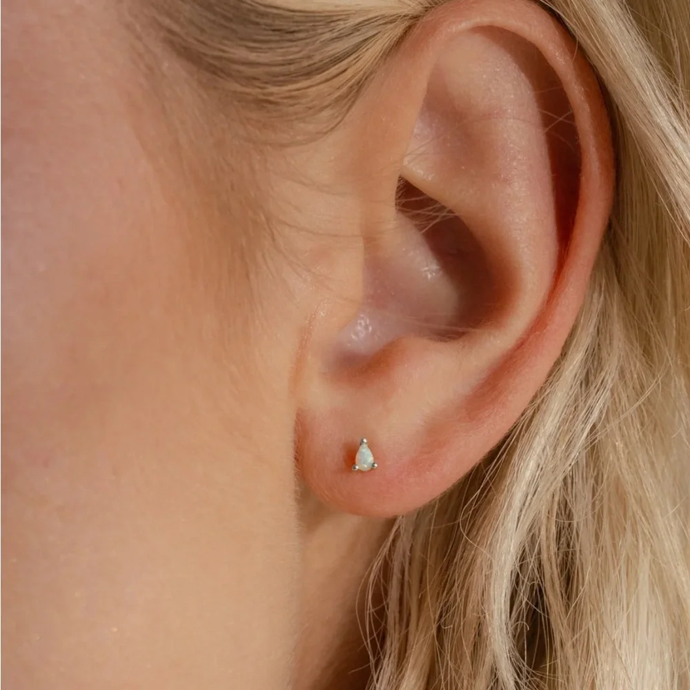 3 Pairs Silver Stud Flat Back Earrings by Caitlyn Minimalist - Picture 9 of 11